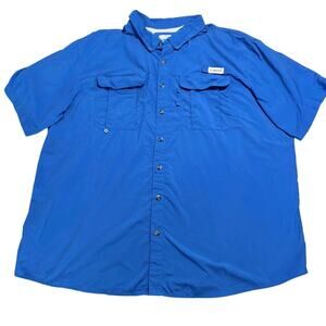 Magellan Outdoors Fish Gear 3XL Blue Fishing Shirt Vented Mesh Back Pocke